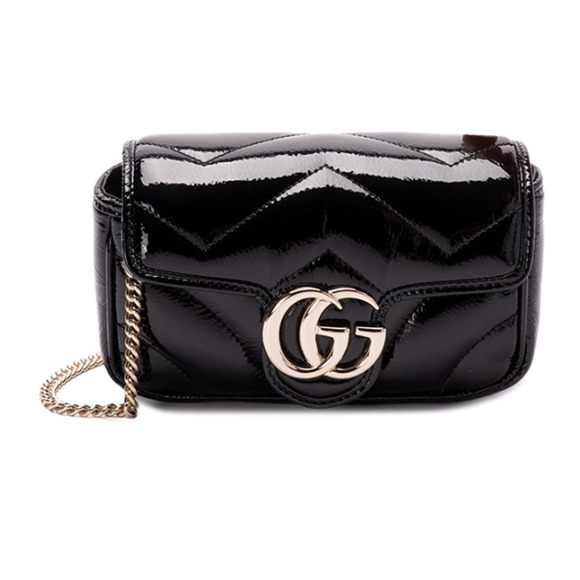 $1850 NEW GUCCI BLACK PATENT LEATHER MINI CROSSBODY SHOULDER BAG PURSE NIB! - Picture 1 of 15